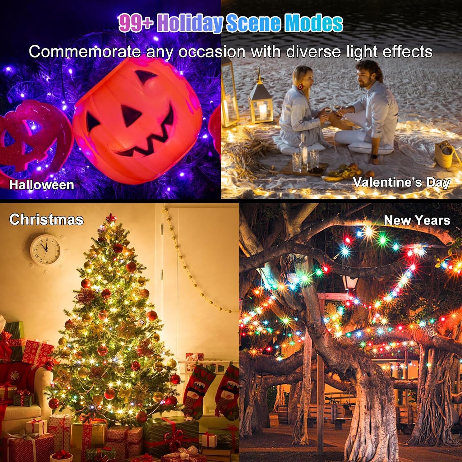 Skiennix RGB Smart IC String Lights - 16FT Multicolor Fairy Lights with APP & Remote Control | USB Powered & Waterproof