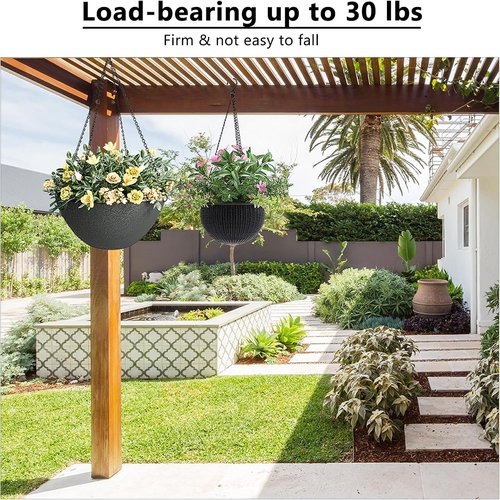 Garini 23-Inch Hanging Basket Chains - 3 Pack Plant Hangers with Hooks for Flower Pots & Lanterns | Black