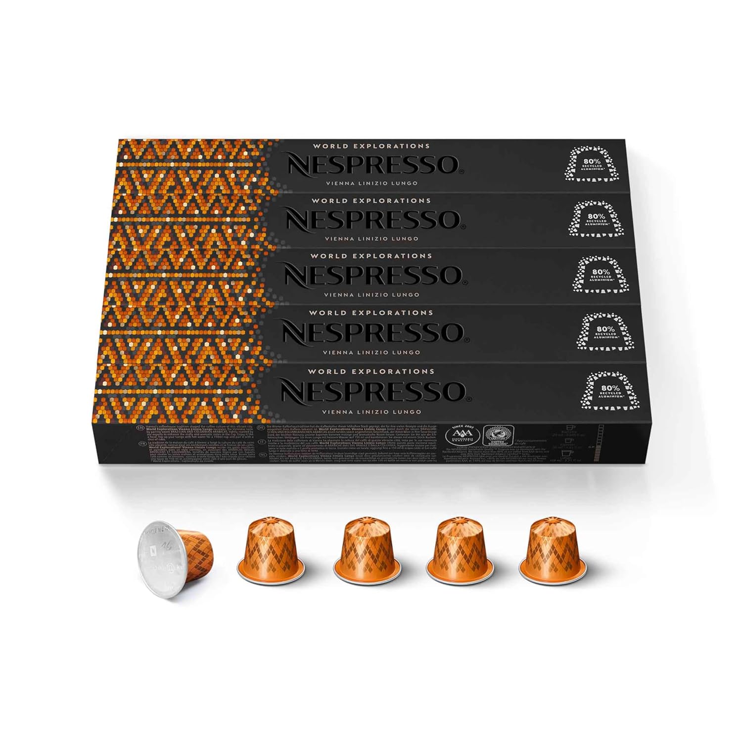 Nespresso Vienna Lungo Capsules - Medium Roast Espresso Coffee Pods | 50-Count Pack