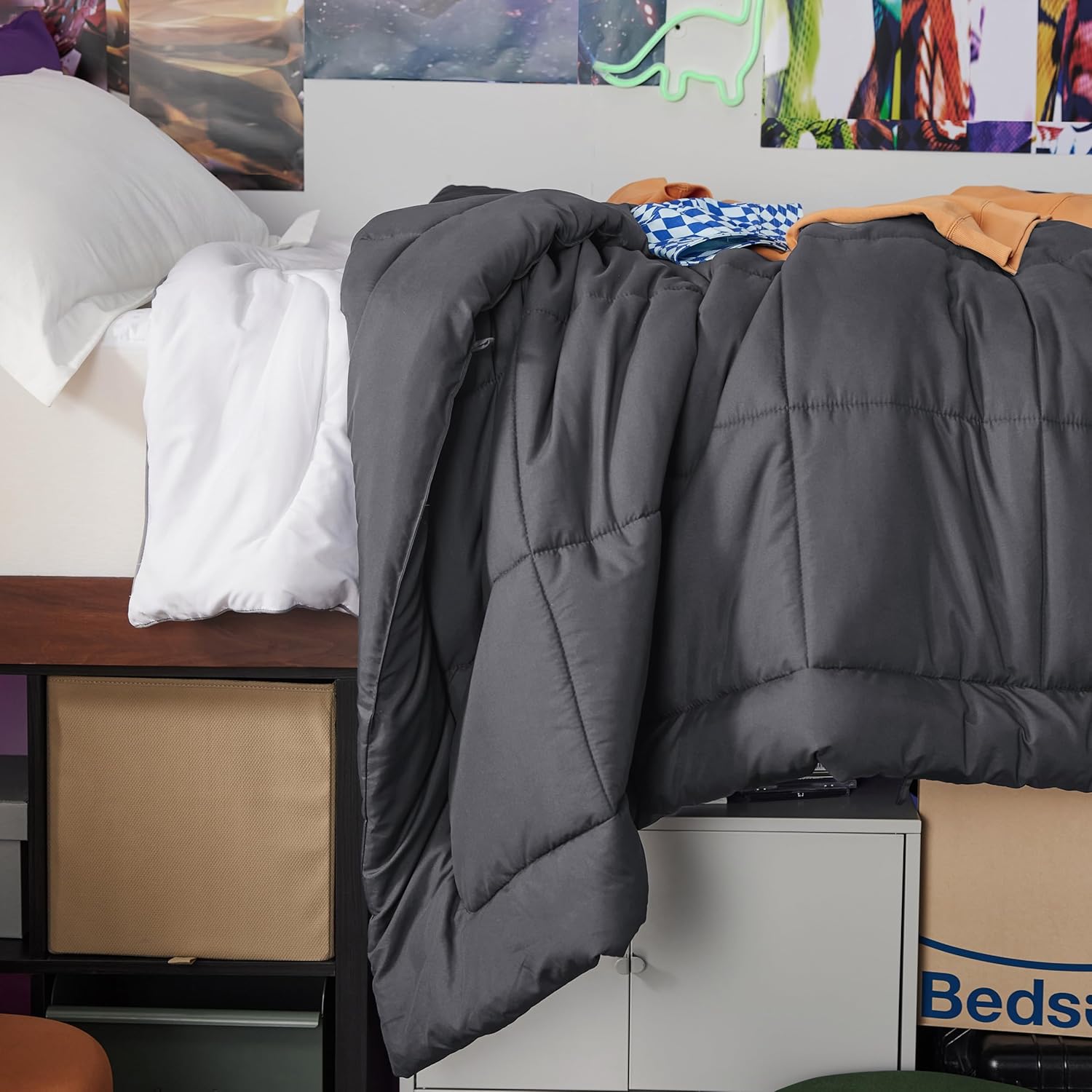 Bedsure Comforter Duvet Insert - All-Season Twin XL Quilted Bedding, GentleSoft Down Alternative, Grey 92 x 68 Inches