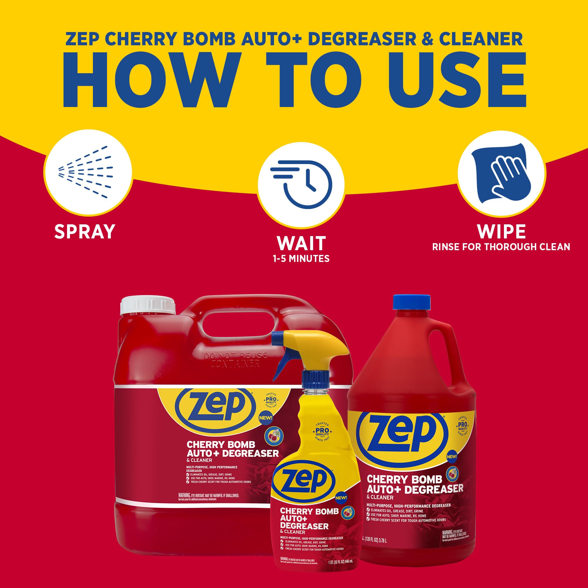 Zep Cherry Bomb Auto+ Degreaser & Cleaner - For Auto, Marine, RV, & Home - 1 Gallon