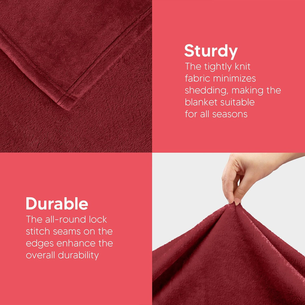 Utopia Bedding Fleece Blanket - Luxury Soft Microfiber Queen Size in Burgundy (90x90 Inch)