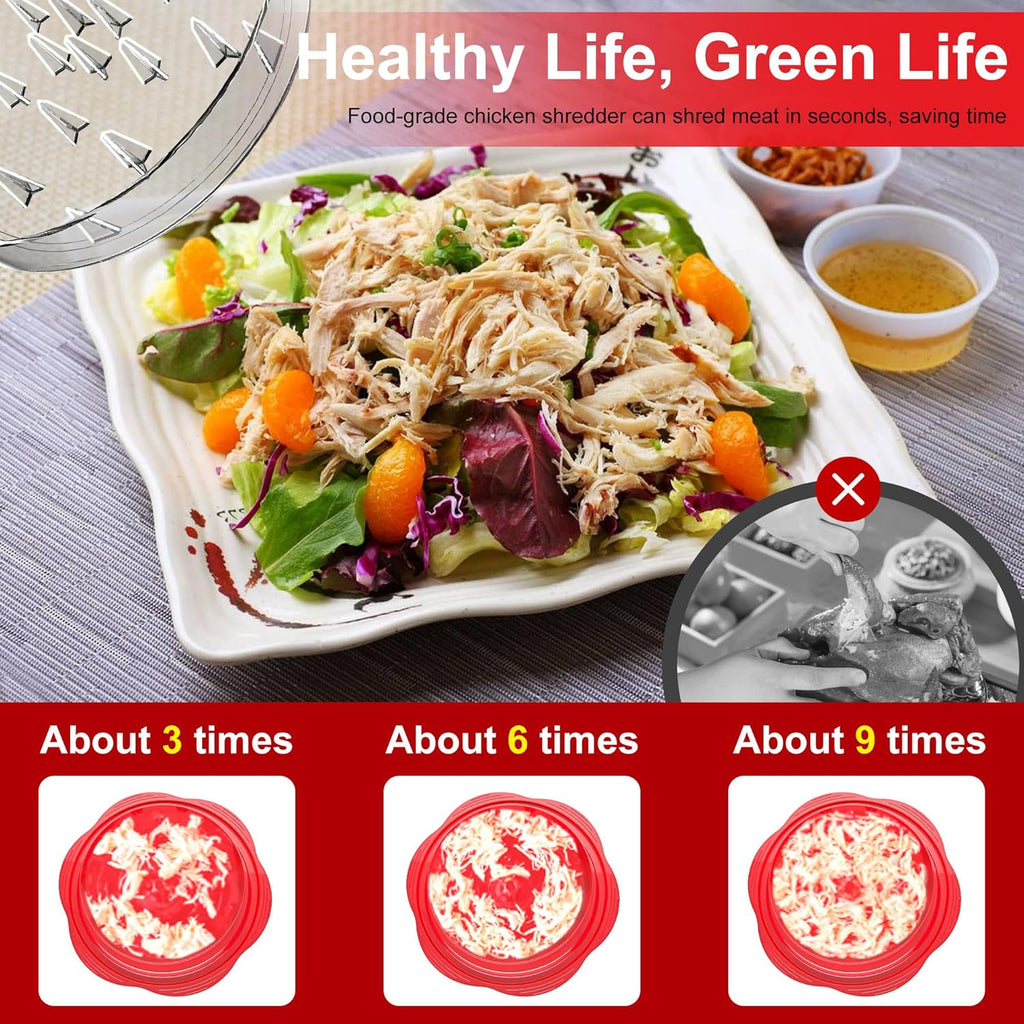SURETIVIAN Chicken Shredder - Ergonomic Meat Shredder Tool with Brush & Fork | BPA-Free, Red