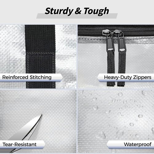 Extra Large Heavy-Duty Moving Bags by [Brand Name] - 8 Pack Clear Storage Totes with Reinforced Handles & Zippers
