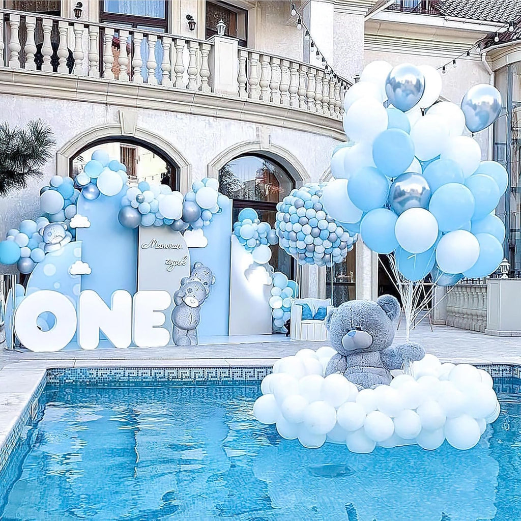 PartyWoo Light Blue Balloons - 50 Pcs 12 Inch Pastel Latex Helium Balloons for Baby Showers & Parties