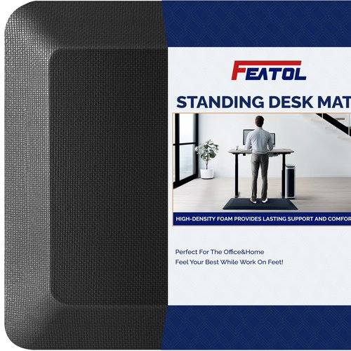 FEATOL Anti Fatigue Mat for Standing, 9/10 Extra Thick Ergonomic Standing Desk Mat, Comfort & Durable Memory Foam Standing Mat at Home,Office All Day (20" x 32", Black,4PC)