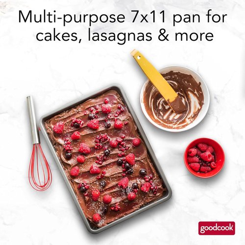 GoodCook Nonstick Steel Cake Baking Pan - 11 x 7 In for Brownies, Biscuits & Cakes | Gray Finish