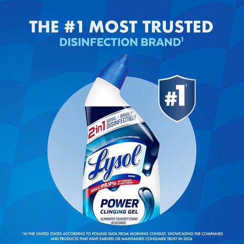 Lysol Toilet Bowl Cleaner - Max Strength Clinging Gel | Disinfecting & Deodorizing, 24 oz (4 ct)
