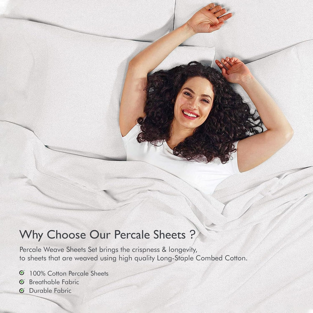 LINENWALAS 100% Cotton Queen Size Fitted Sheet Only, up to 17” Deep Pocket, Thick Strong, Breathable Crisp and Cool Premium Printed Bottom Sheet for Queen Size Bed (Vineyard)