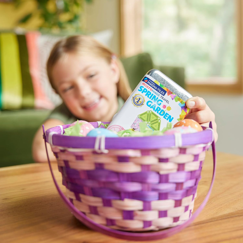 Magna-Tiles MicroMAGS 24-Piece Spring Garden Travel Set - Original Magnetic Building Blocks
