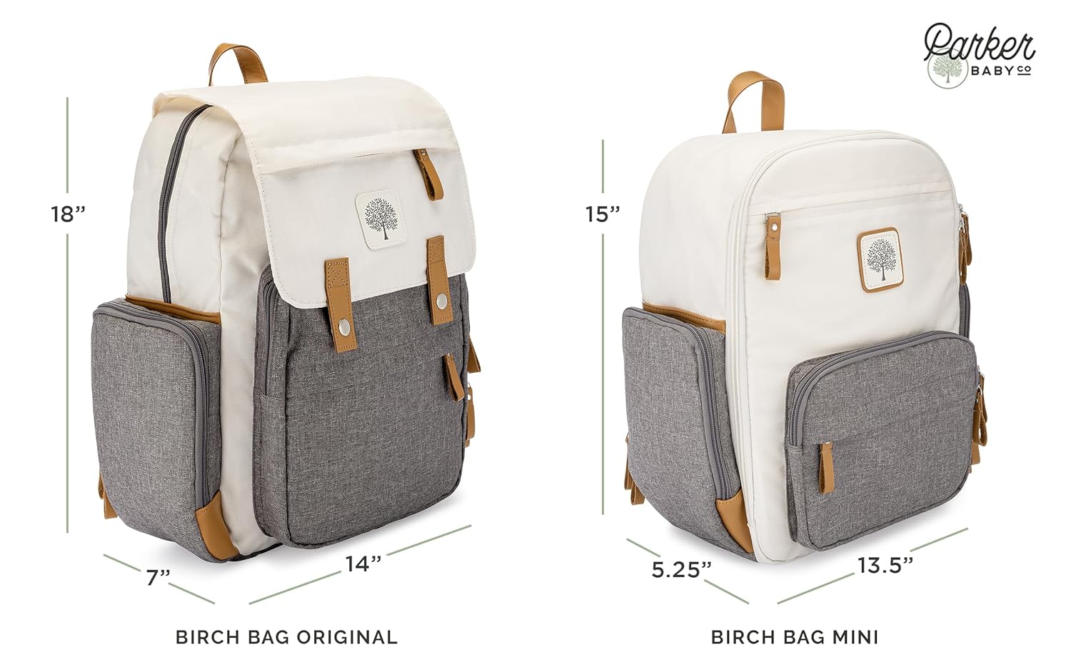 Parker Baby Diaper Backpack - Large Cream Diaper Bag with Insulated Pockets & Stroller Straps