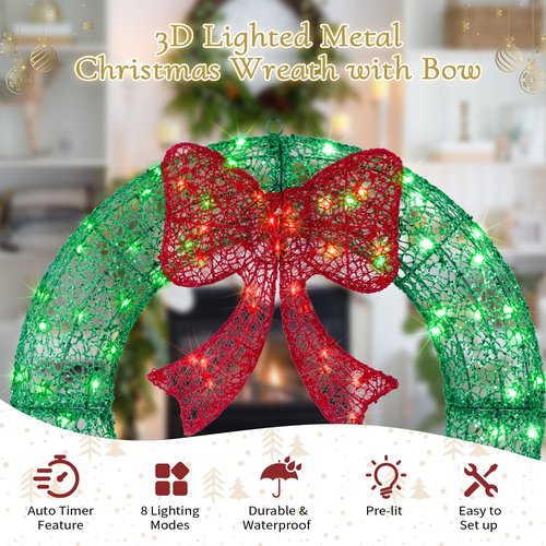 Christmas Wreath (Green/Red, 24in)