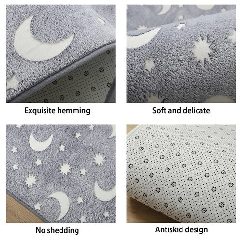 Eanpet Glow in The Dark Floor Mats Luminous 5’ x 7’ Area Rug Soft Decorative Play Mat for Kids Crawling Mat Non-Slip Living Room Rug Carpets for Bedroom Home Decor,Blue Universe