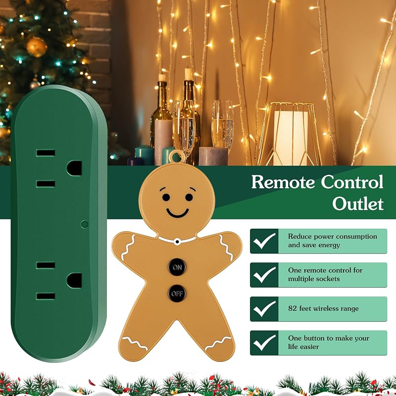 Gingerbread Man Wireless Remote Switch for Christmas Tree Lights - 1 Pack