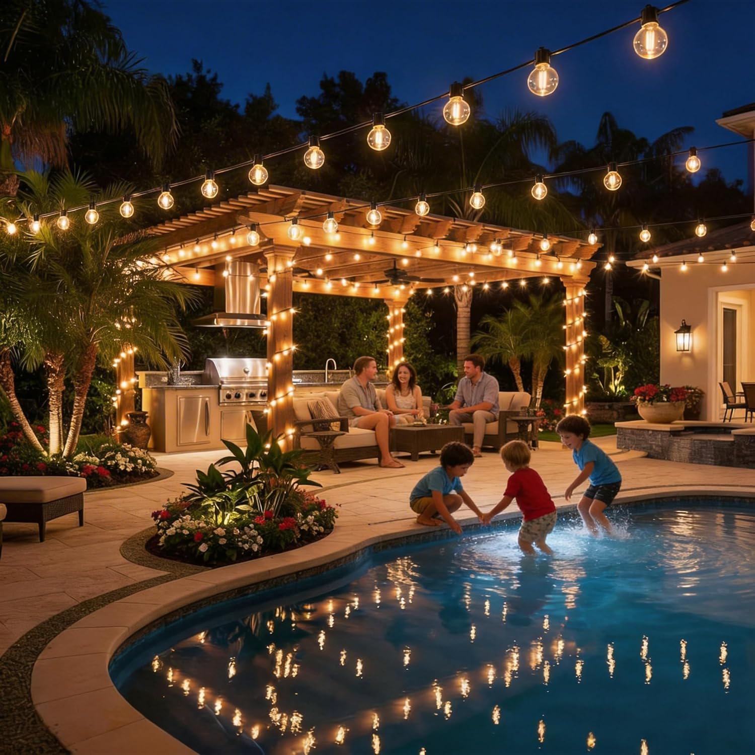 RTTY Outdoor String Lights - 150 FT Waterproof G40 Shatterproof LED Bulbs | Dimmable Globe Lighting for Patio, Bistro, Backyard, and Cafe - Warm White