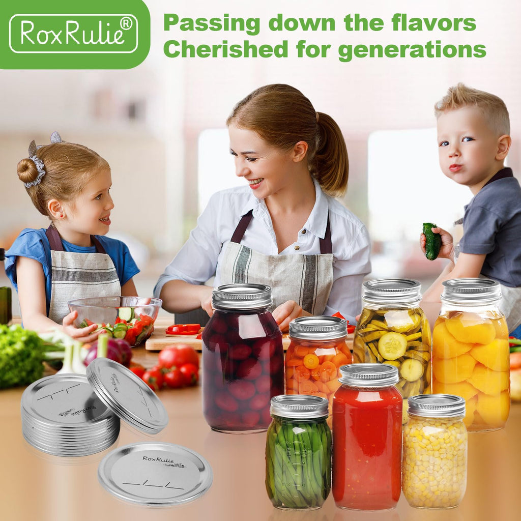 RoxRulie 116PCS Canning lids Wide Mouth(3.43in/87mm), Upgraded Leak-Proof Mason Jar Lids for Ball/Kerr Jars, Split-Type Lid with Perfect Airtight Seal, Canning Jars Lids, Food Grade Material