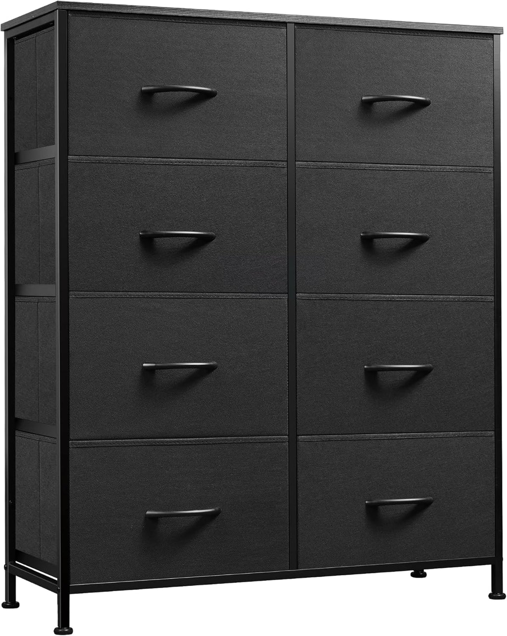 WLIVE Fabric Dresser - Tall 8-Drawer Storage Tower with Fabric Bins | Charcoal Black for Bedroom & Living Room