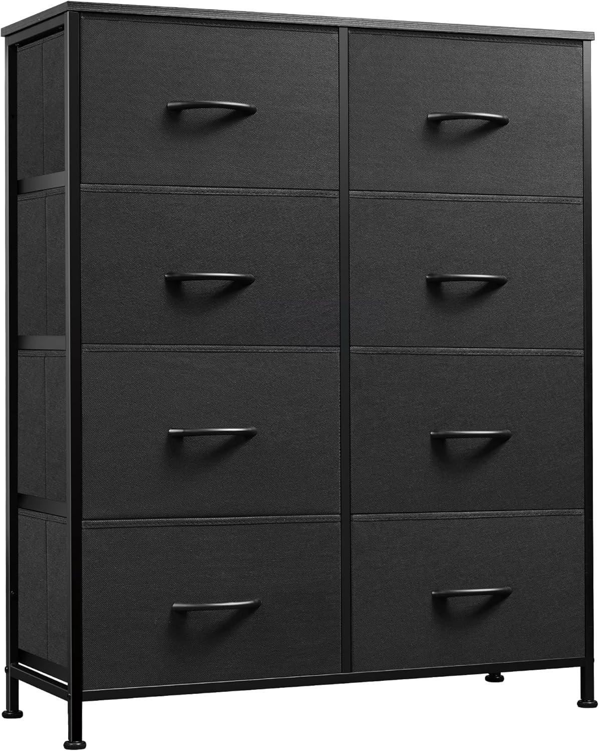 WLIVE Fabric Dresser - Tall 8-Drawer Storage Tower with Fabric Bins | Charcoal Black for Bedroom & Living Room