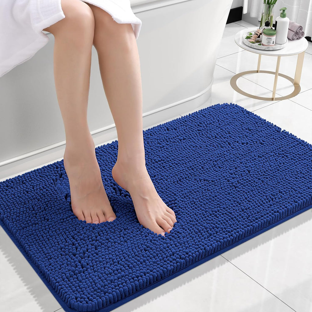 OLANLY Bath Rugs - Extra Soft Chenille, Quick Dry & Absorbent | 24x16 Royal Blue, Machine Washable