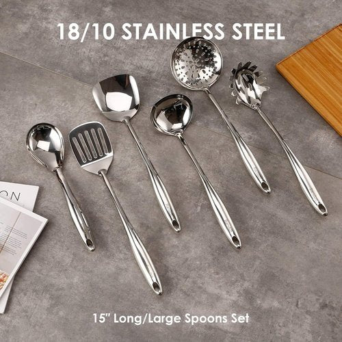 304 Stainless Steel Kitchen Utensil Set - 9-Piece Cooking Tools with Solid Spoon, Spatula & Fork
