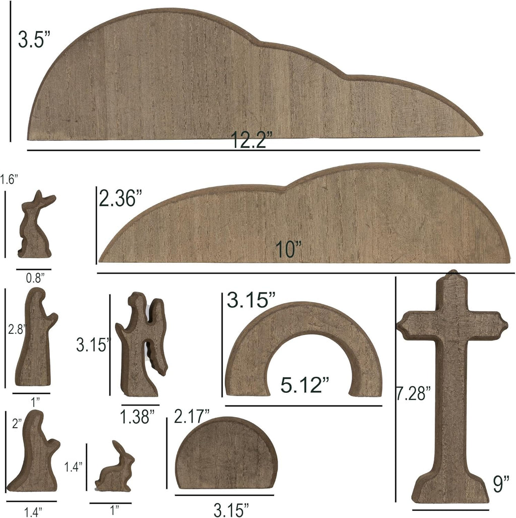 TW SHINE Wooden Easter Scene Decoration - Empty Tomb & Cross Tray Set for Home & Office