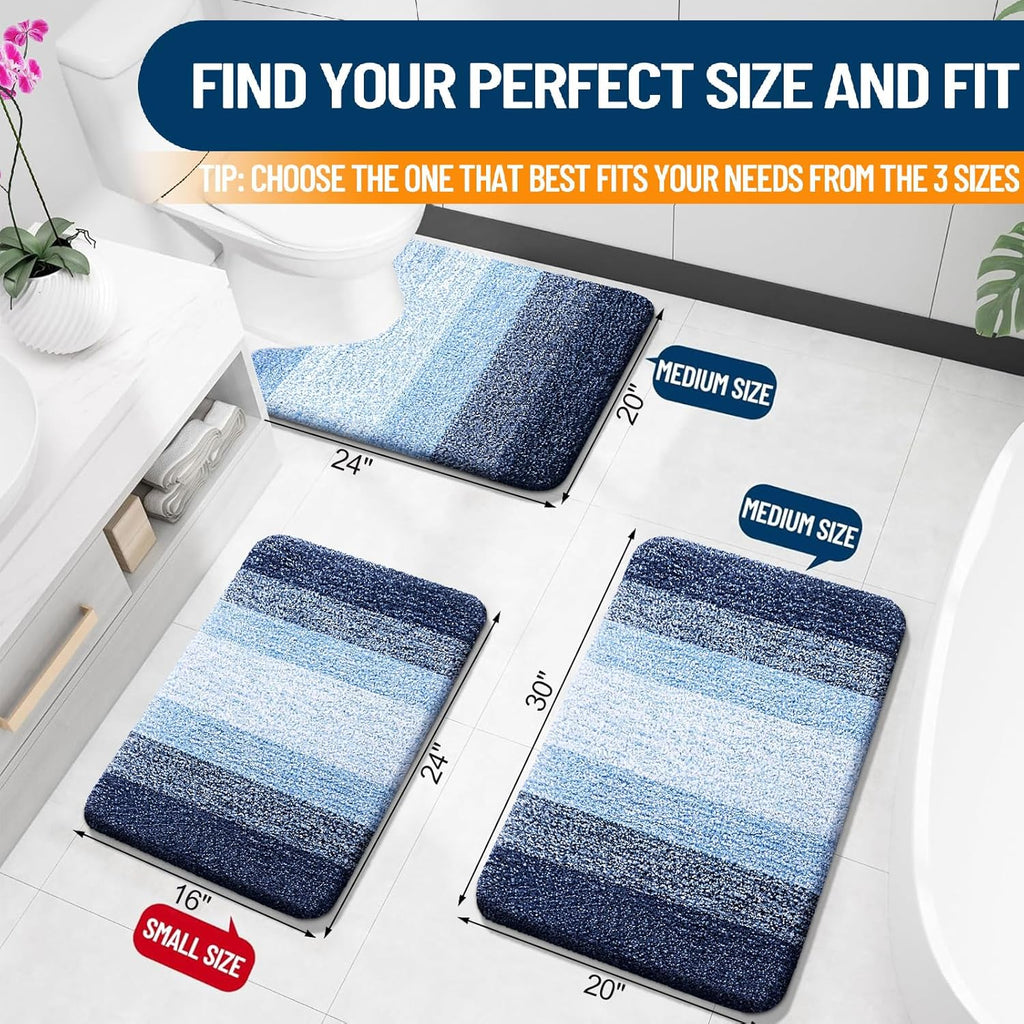 OLANLY Bathroom Runner Rug - Extra Soft Microfiber Mat with Rubber Backing | Quick Dry, Washable, 44x20 Inches, Navy