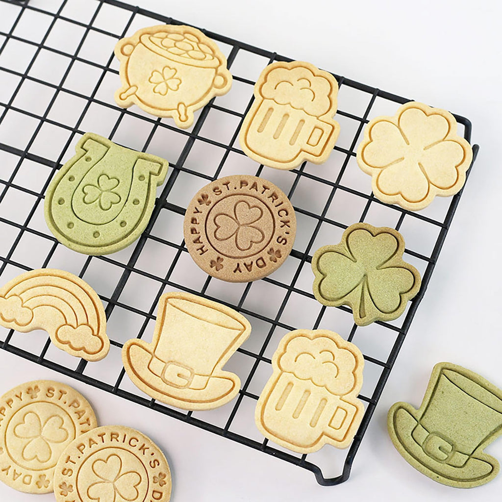St. Patrick's Day Cookie Cutters 8 Pcs Plastic Cookie Cutter Four Leaf Clover Biscuit Cutters for Irish Holiday Party (St. Patrick)