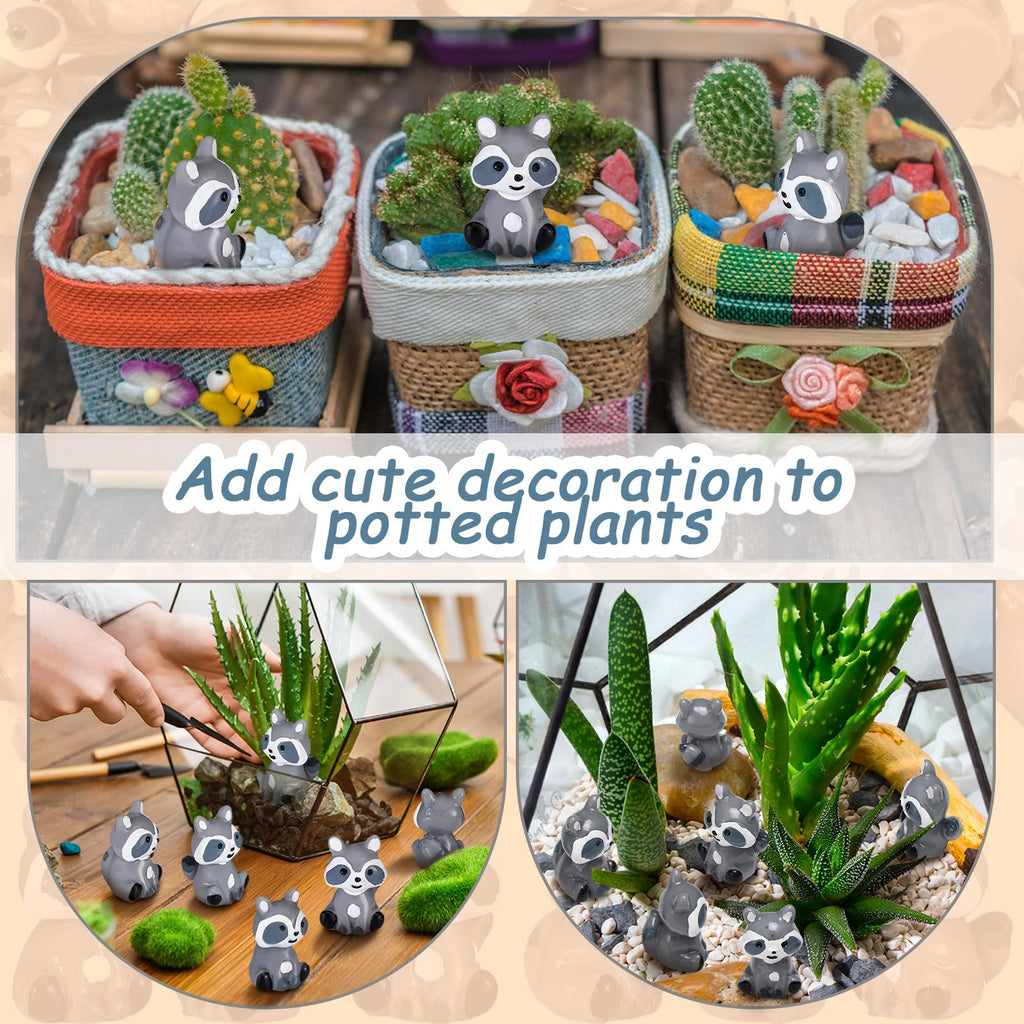 Seenelling 50 Pcs Mini Raccoon Figurine Bulk Resin Miniature Tiny Animals Figures Small Little Cute Raccoon Home Decor for Cabin Lodge Rustic Cake Toppers Desktop Home Decor(Sit)