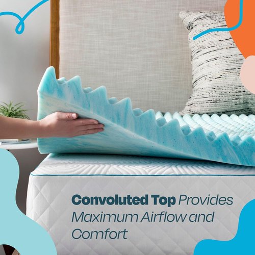 Linenspa Gel Memory Foam Mattress Topper - 2 Inch Egg Crate Design for Dual Comfort - California King