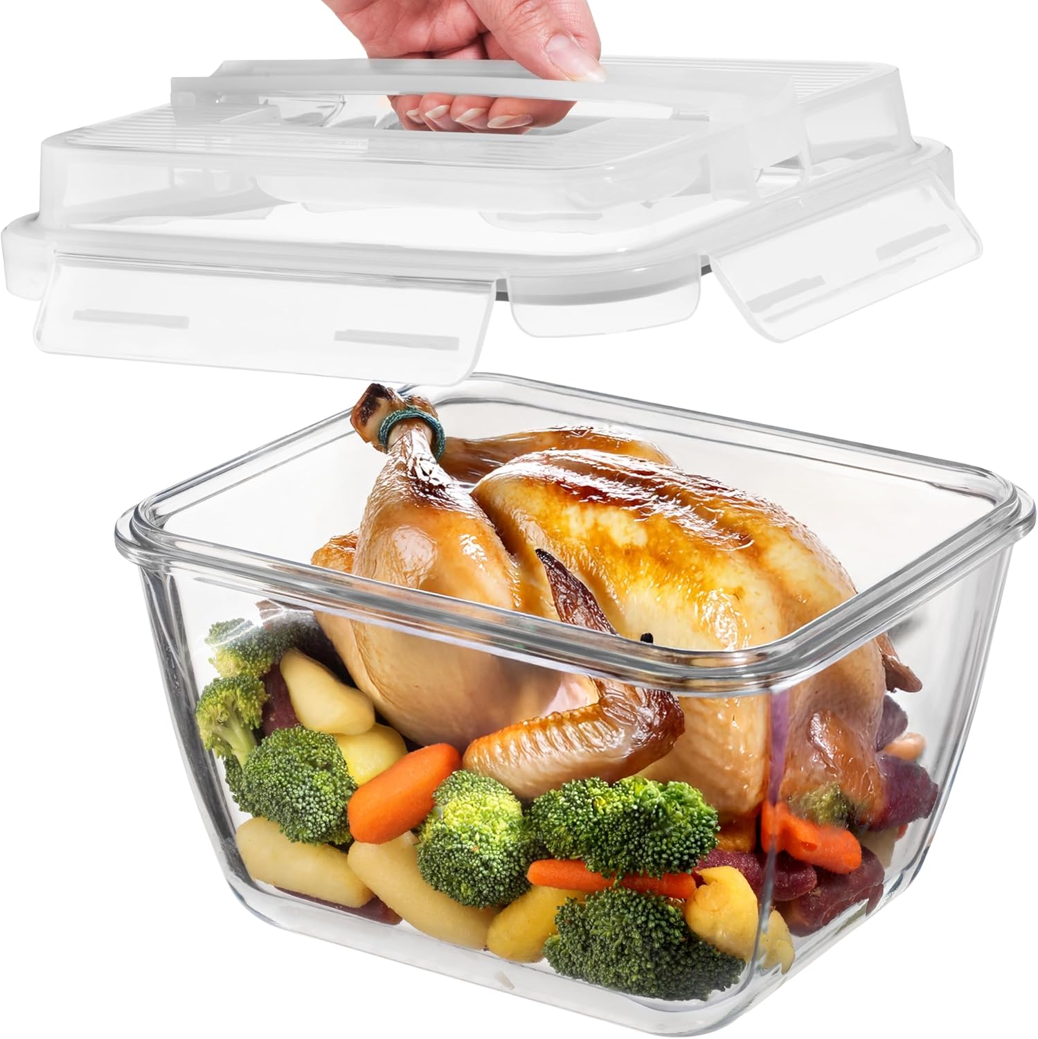 Razab Large Glass Food Storage Containers - 17 Cups, 132 Oz, Leakproof & BPA-Free | Ideal for Meal Prep