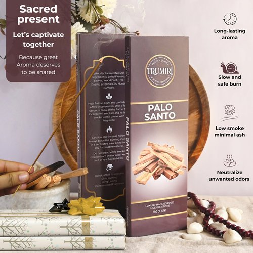Palo Santo Incense Sticks - Pack of 100 Insence-Sticks for Removing Negative Energy - Made with Natural Incienso De Palo Santo - Scented Insense Spiritual Non Toxic Inscents