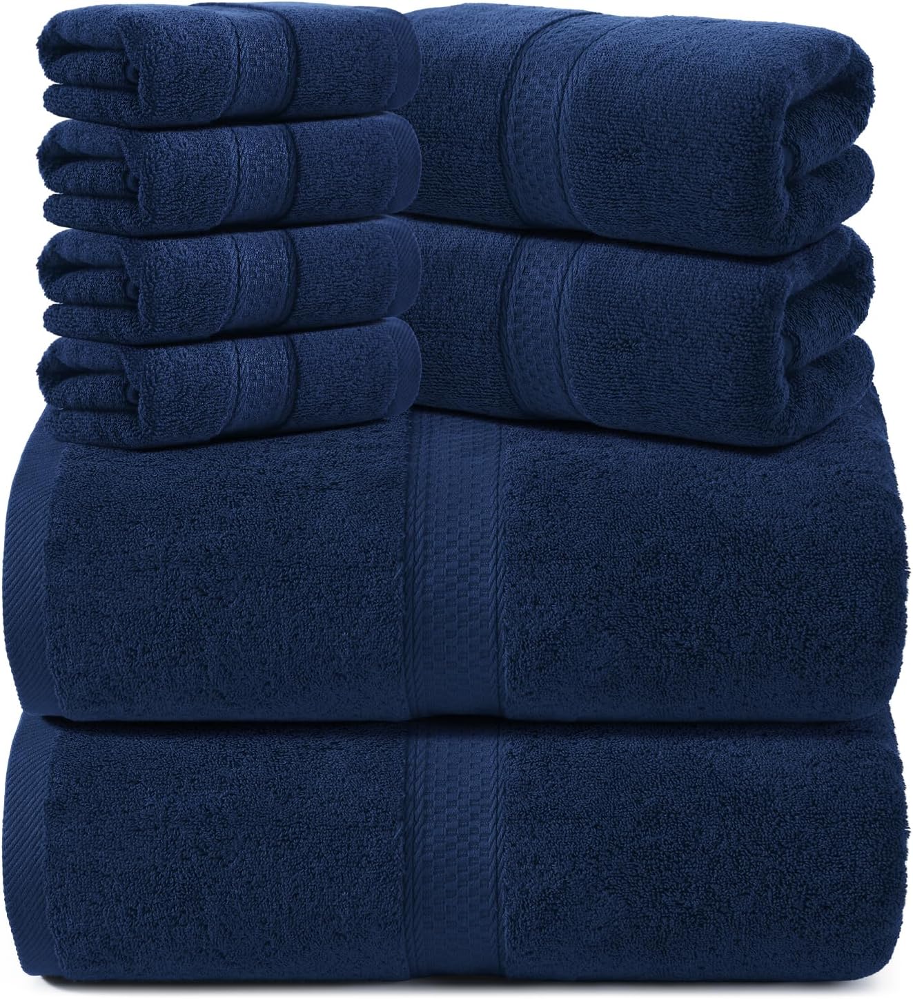 REDKISS Luxury Bath Towel Set - 8 Piece 100% Cotton Quick-Dry Towels for Spa & Gym | Blue