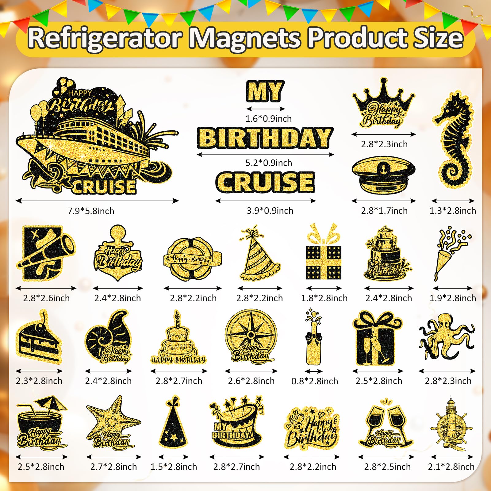 28 PCS Birthday Cruise Door Magnets, Cruise Door Decorations Magnetic Birthday Door Decoration Cruise Ship Essentials Reusable Funny Fridge Magnet Cabin Magnet Door Decor Car Cabin Red,White,Blue