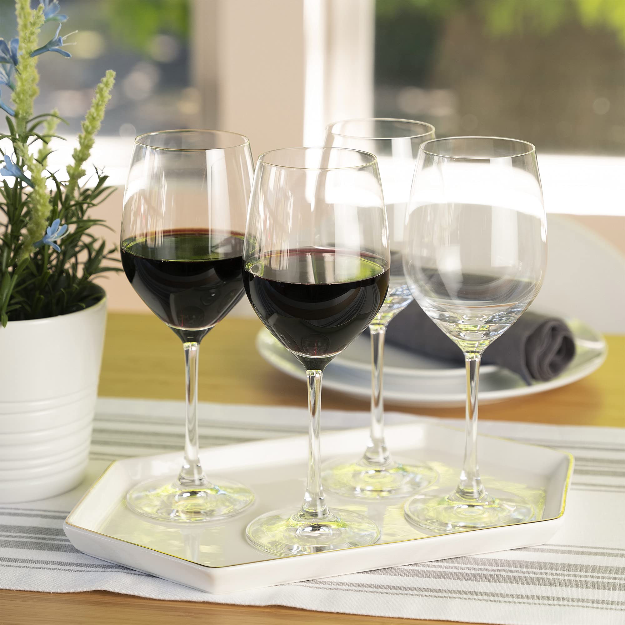 Spiegelau Vino Grande Stemmed Red Wine Glasses, Crystal Clear Wine Glasses for Pinot Noir, Cabernet, Wedding, Anniversary, Housewarming, Birthday Gifts, Elegant Glassware, Home Bar, 15 oz, Set of 4