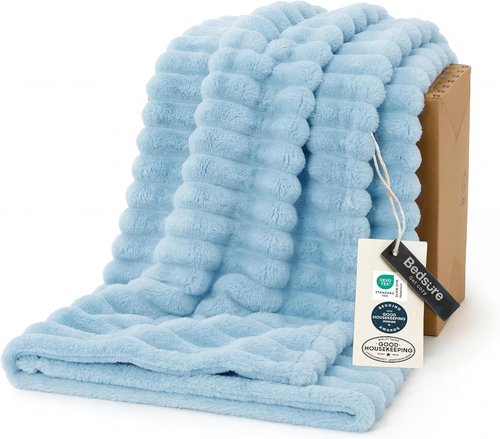 Bedsure GentleSoft Throw Blanket - Cozy Light Blue Fleece Blanket for Couch, 50x60 Inches