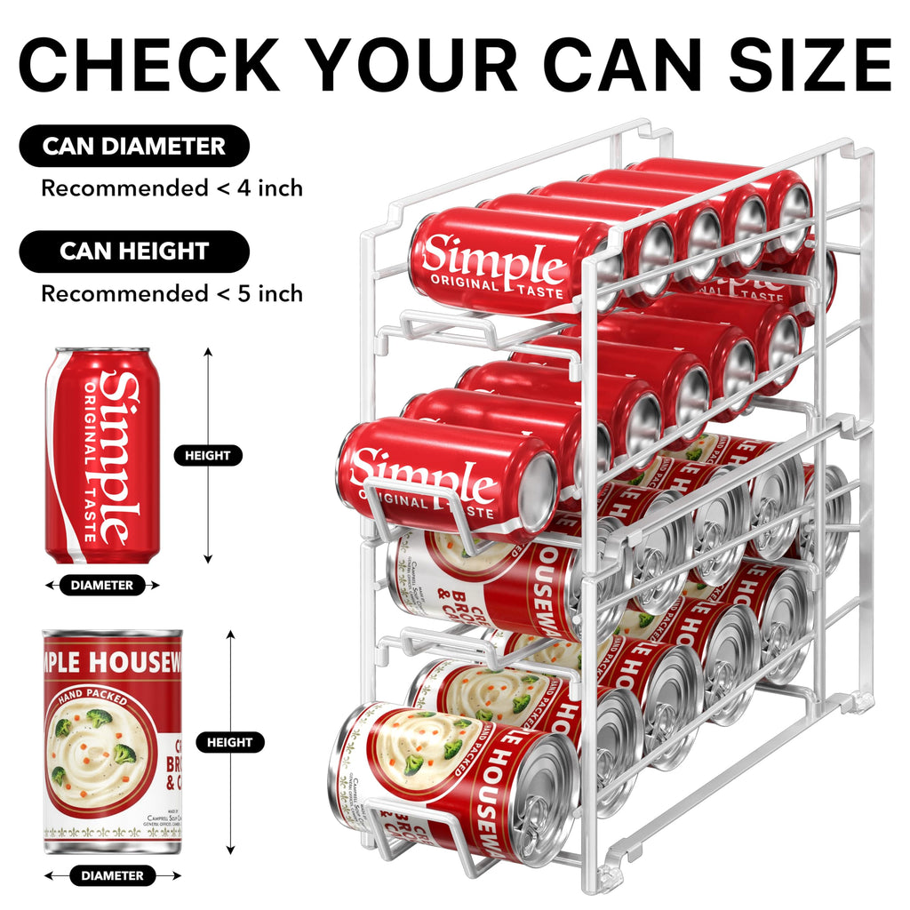 Simple Houseware Stackable Beverage Soda Can Dispenser Organizer Rack, White - 2 Pack