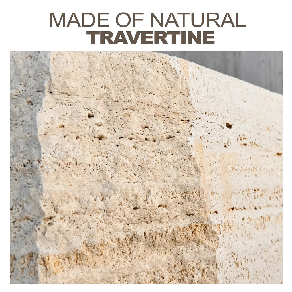Koville Natural Travertine Tray, Coffee Table Vanity/Decorative Tray for Jewerly, Watch, Perfume Candle Storage for Bedroom/Bathroom/Kitchen Countertop