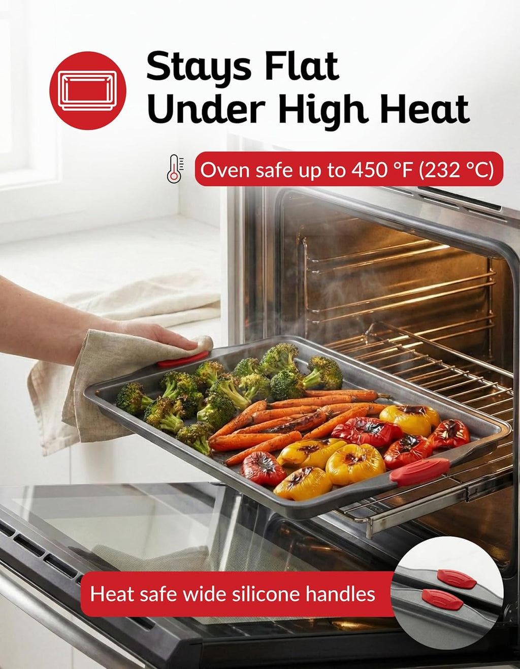Premium Nonstick Baking Sheet Pans - Set of 3 Heavy-Gauge Carbon Steel | Warp, Dent & Rust-Resistant
