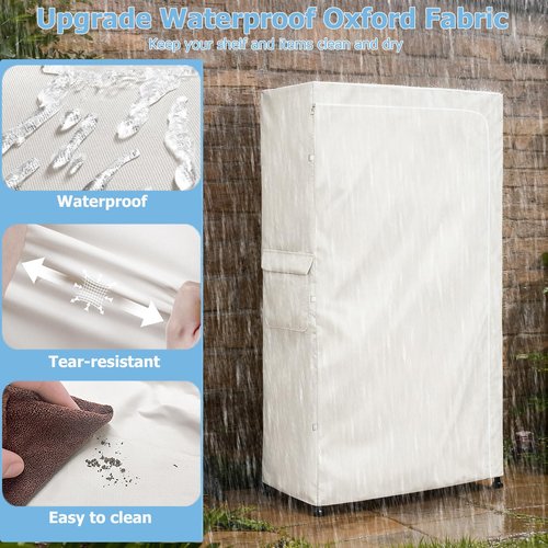 Alickwang Storage Shelf Covers for Wire Shelving,600D Heavy Duty Outdoor Waterproof Shelf Cover,Storage Rack Covers for with Zipper,48''W x 18''D x 72''H,White