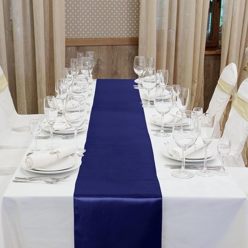 Aneco Satin Table Runner - 12 Pack Navy Blue | 12 x 108 Inch for Weddings & Events