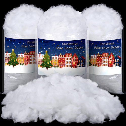 ANVAVO Fake Snow Decor - Soft Fluffy Cotton for Christmas Village Crafts | 36 Ounces in 3 Bags