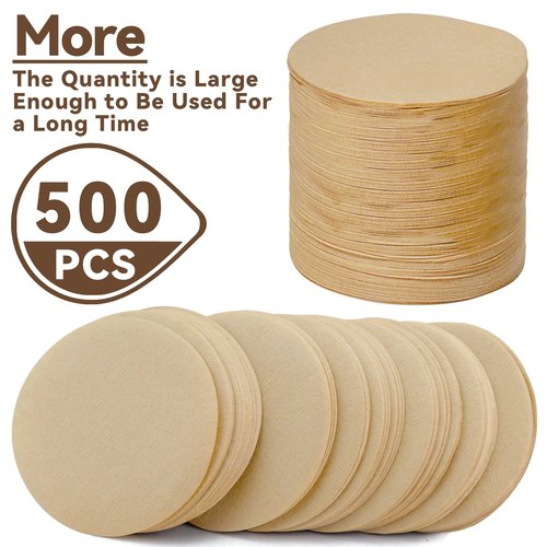 Coffee Filters Compatible with OXO Cold Brew Coffee Maker, 500 Pcs Round Unbleached Paper Filters for OXO 32 Ounce ＆ Compact Cold Brew Maker