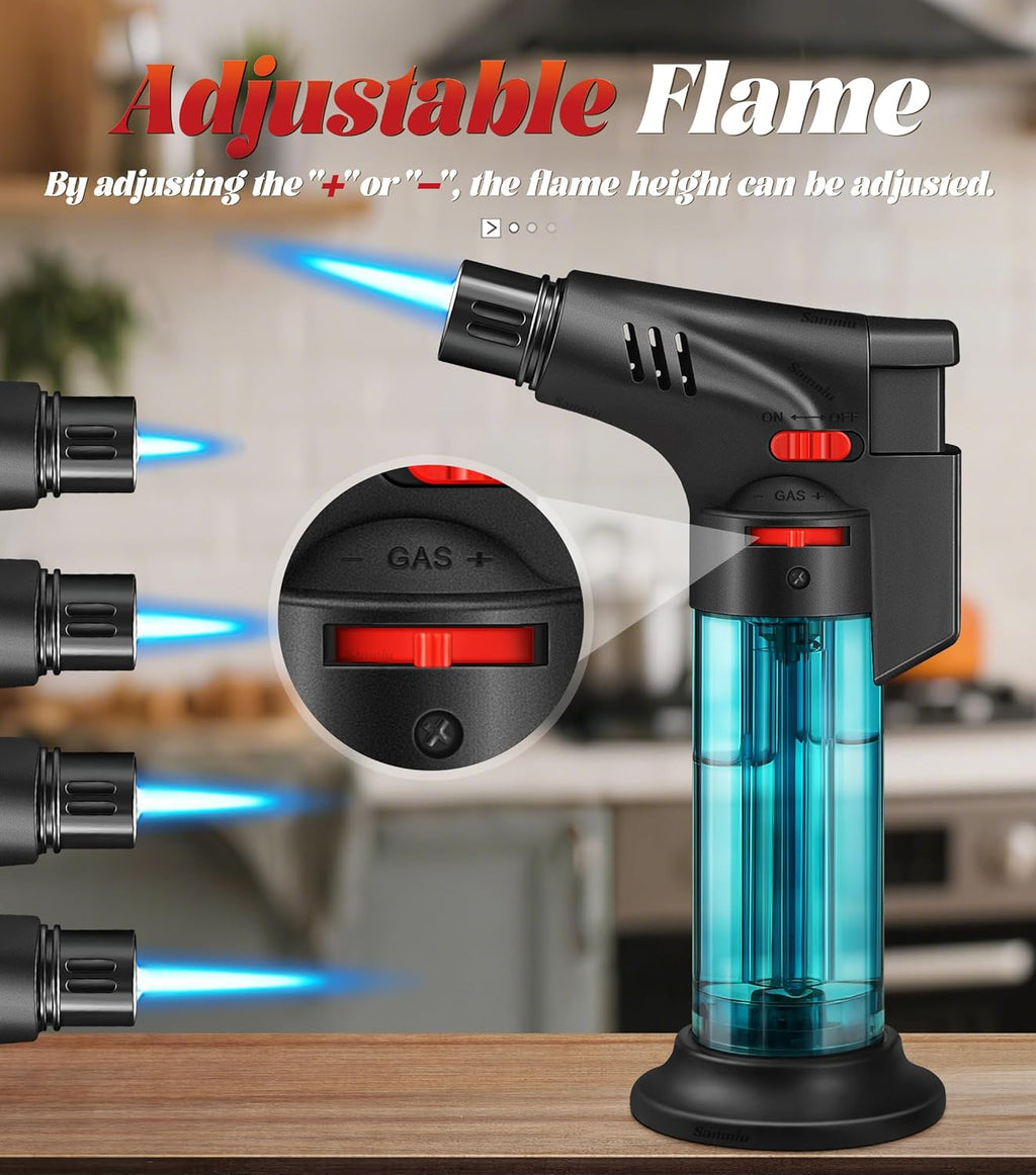 Samniu Jet Flame Torch Lighters - Mini Refillable Windproof Butane Lighters | 4 Pack for Candles, Grills, Fireplaces