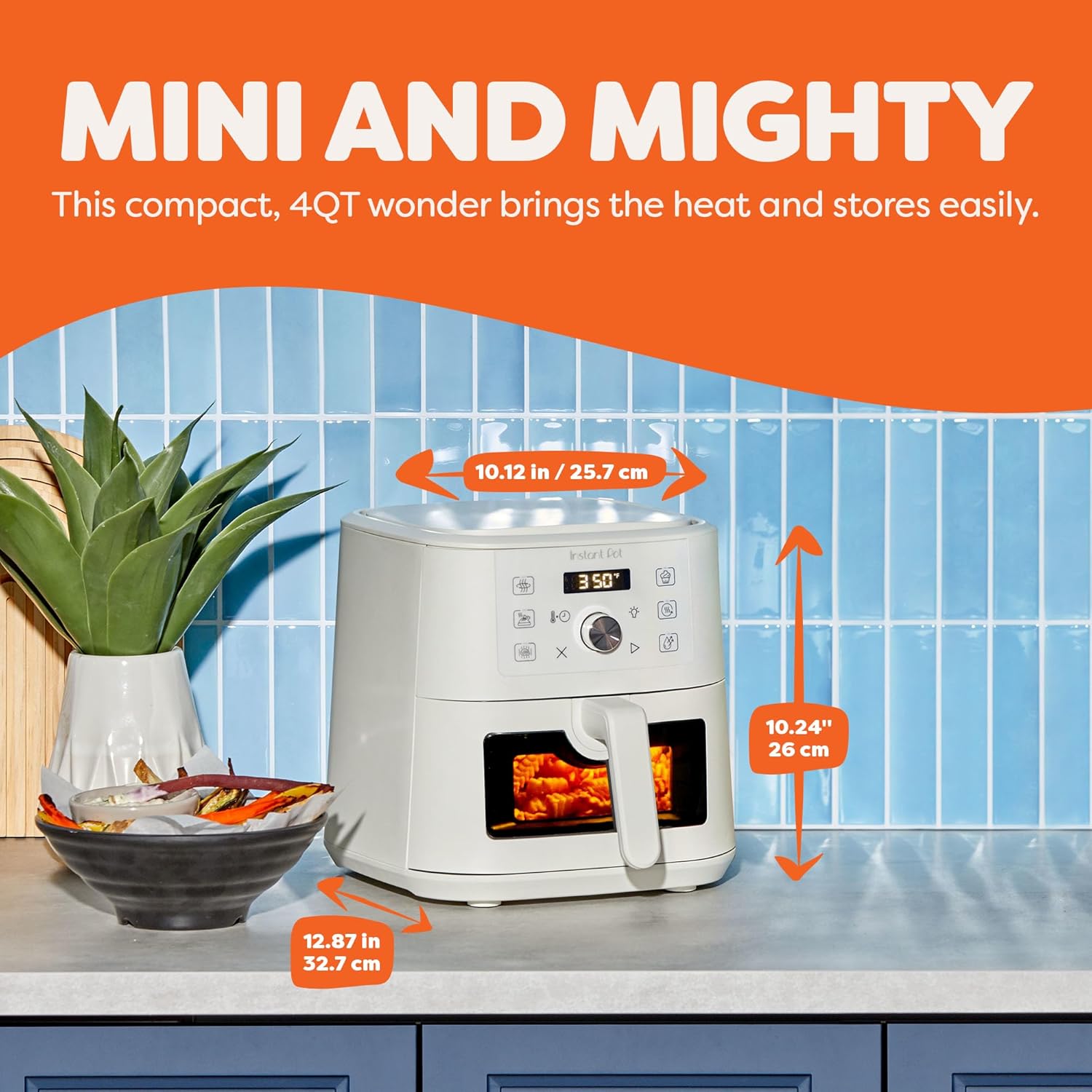 VORTEX Instant Pot 4Qt Mini Air Fryer - 6-in-1 Versatility with Custom Programs | Sea Salt Finish