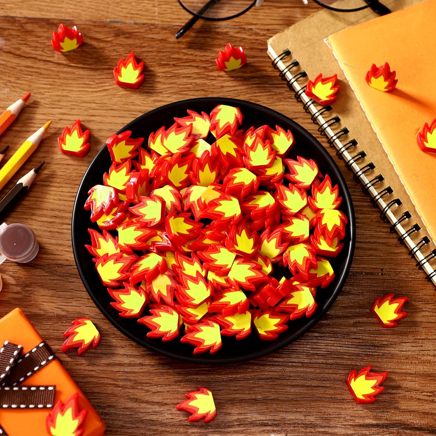 Seenelling Mini Resin Fire Figurines - 100 Pcs Tiny Fake Flames for DIY Craft & Decor | Campfire Model Accessories