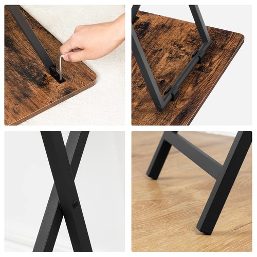 HOOBRO Folding TV Tray Table, TV Trays for Eating Set of 4 with Stand, Folding TV Dinner Tables for Small Space, Easy Assembly, Space Saving, Stable and Durable, Rustic Brown and Black BF20BZP401