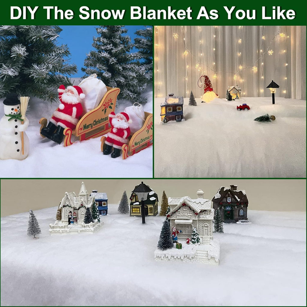 TURNMEON Christmas Snow Blanket Roll - 3 Pack of 10 Ft x 15 Inch Soft Artificial Snow for Holiday Decor