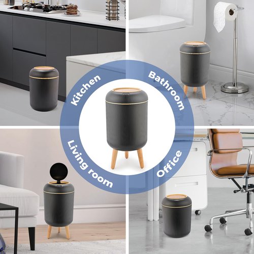 Pukomc Smart Sensor Wastebasket, Convenient and Hygienic Easy to Use, Technology Sensor Waterproof Wastebasket Plastic Trash can for Kitchen, Bathroom, Bedroom, Living Room, Office and Outdoor Black
