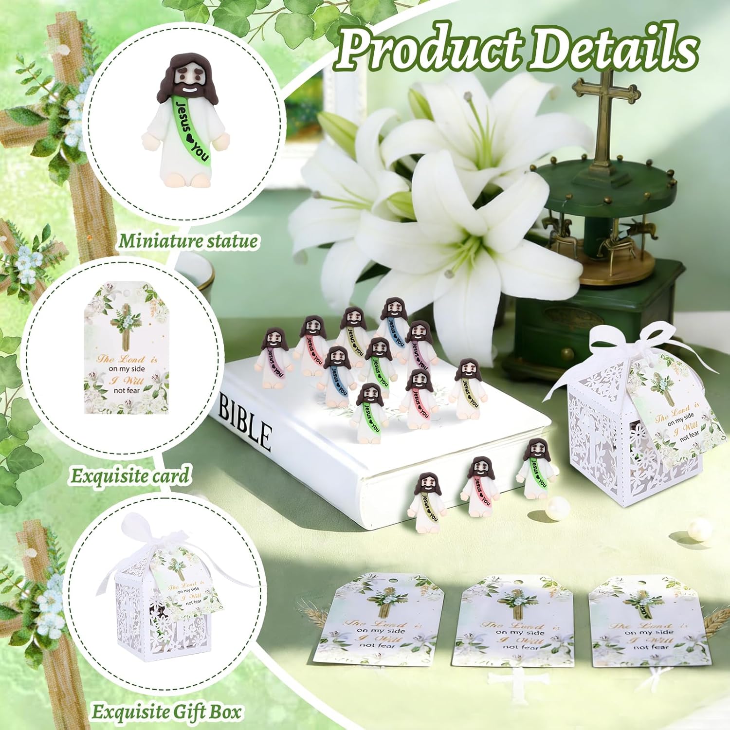 Mini Jesus Figurines by [Brand Name] - Glow in The Dark Gifts with 'Let Your Light Shine' Cards | 50 Sets for Church Events