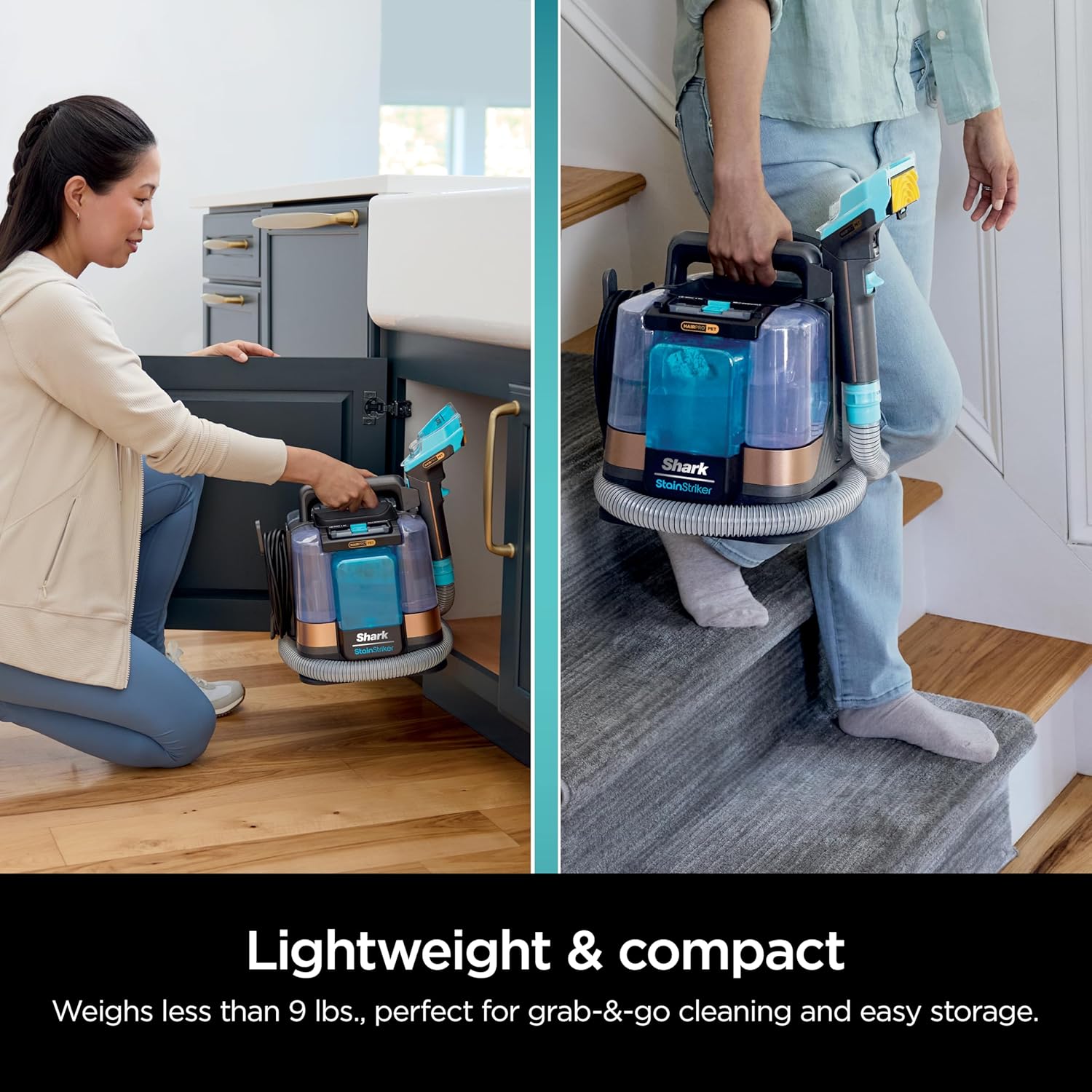 Shark StainStriker HairPro Portable Carpet Cleaner - Self-Cleaning with Pet Tools & Solutions | Copper, 4 Cleaning Tools